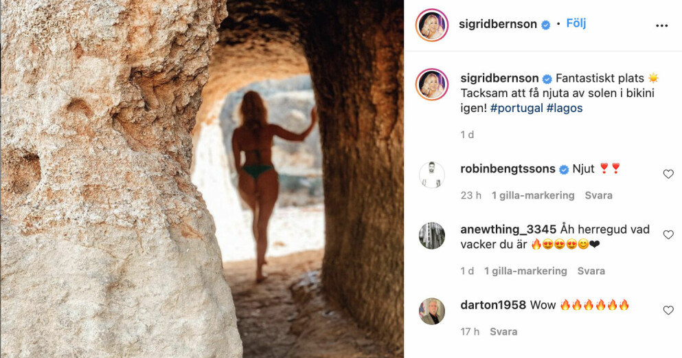 <span class=" italic" data-lab-italic_desktop="italic">Sigrid Bernson. Foto: Sigrid Bernson/Instagram</span>