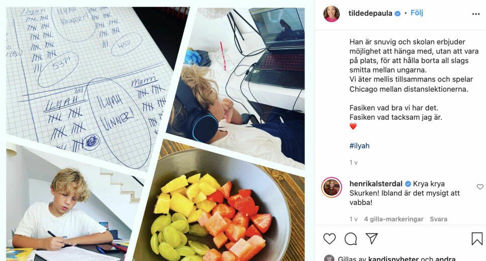 <span class=" italic" data-lab-italic_desktop="italic">Tv-studion byttes ut mot VAB för Tilde de Paula Eby förra veckan. Foto: Tilde de Paula Eby/Instagram </span>