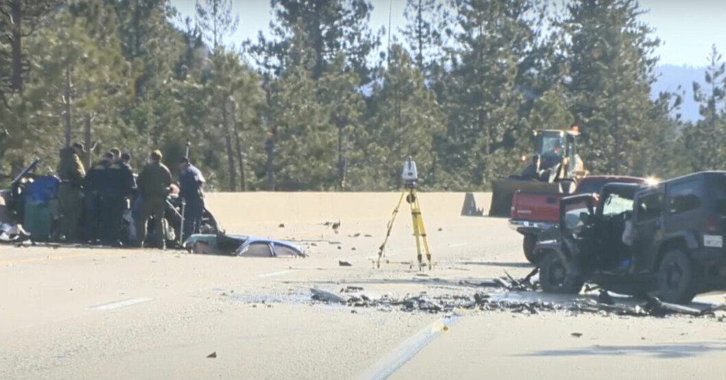 Här krockade familjen Montano med den mötande föraren i närheten av Eagle Lakes Road, Nevada. Trafikolyckan i Nevada