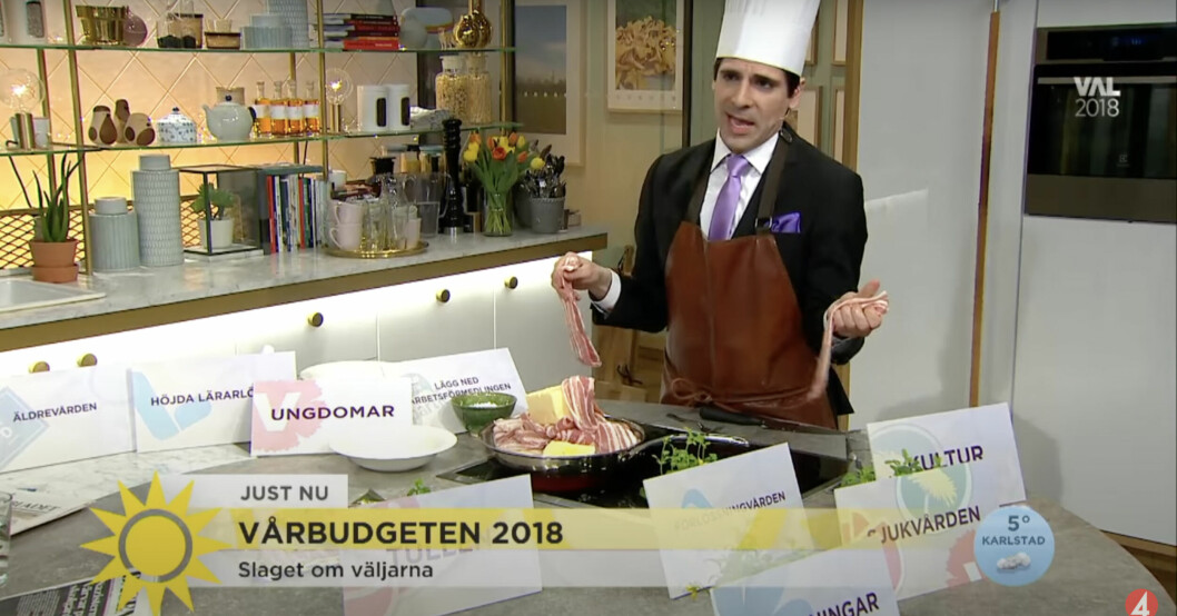 Marcus Oscarsson ställde sig i Nyhetsmorgon och började steka fläsk. Det fick DN:s Johan Croneman att gå i taket: ”Jag skäms när jag ser honom”, skrev han bland annat. Marcus Oscarsson