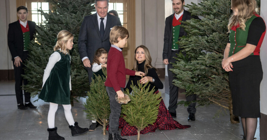<span class=" bold" data-lab-bold_desktop="bold">Prinsessan Madeleine, Chris O'Neil och barnen under den traditionella granutdelningen vid Stockholms slott.</span>