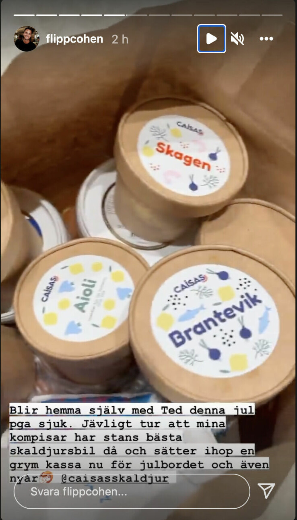 <span class=" bold" data-lab-bold_desktop="bold">Printscreen från Phillipe Cohens Instagram där han berättar att han blivit sjuk. </span>