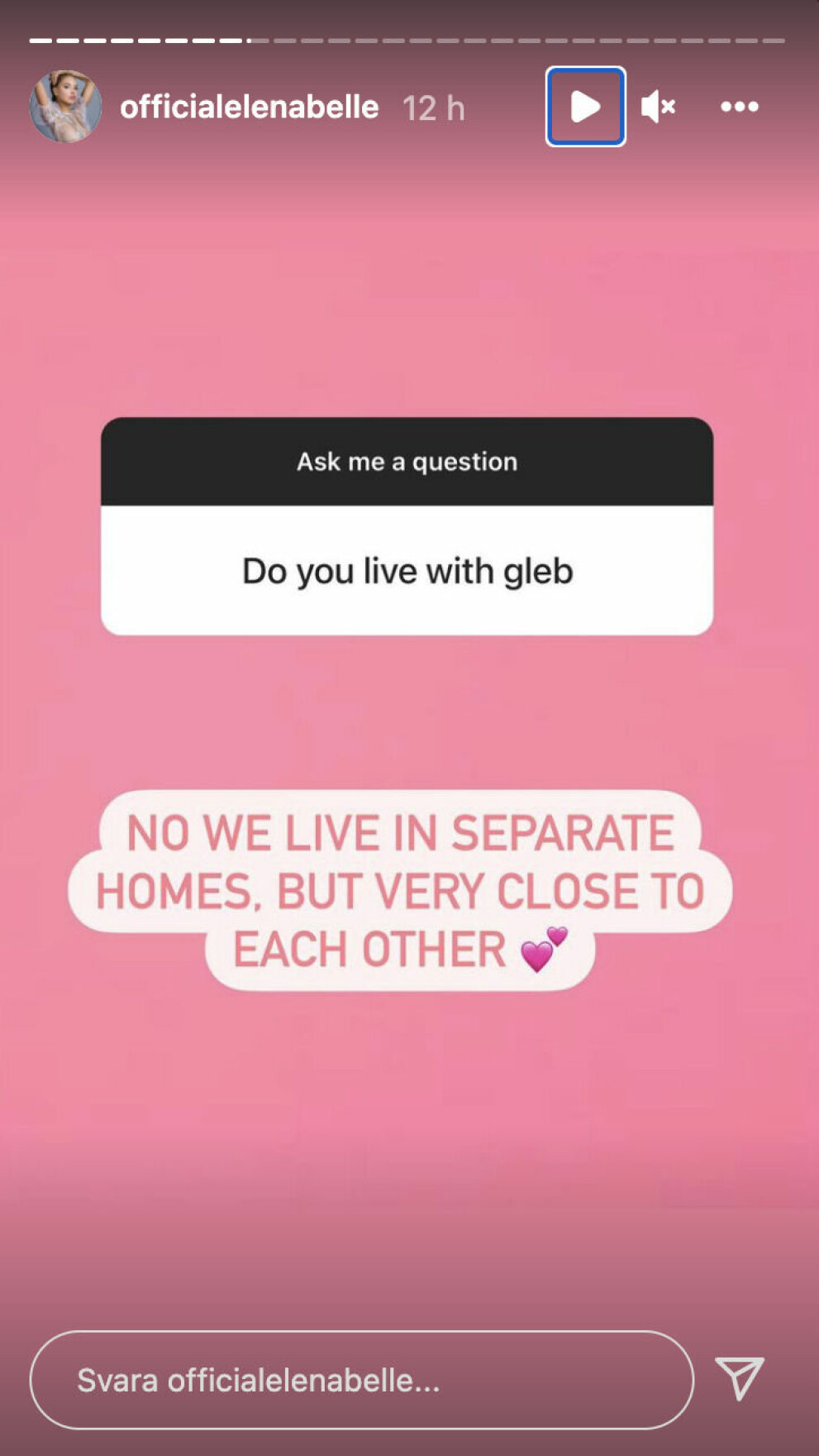 <span class=" bold" data-lab-bold_desktop="bold">Printscreen från Elena Belles frågestund på Instagram. </span>