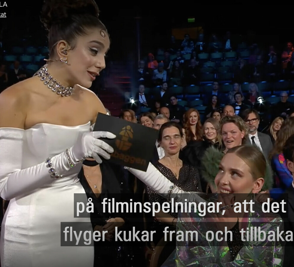 Gina skämtade med Kappel. Gina på Guldbaggegalan