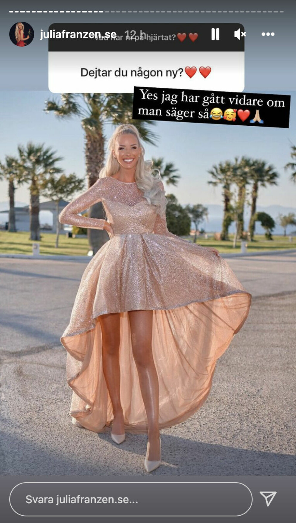 Julia förklarar att hon börjat dejta igen efter Bachelorette. Julia Franzén