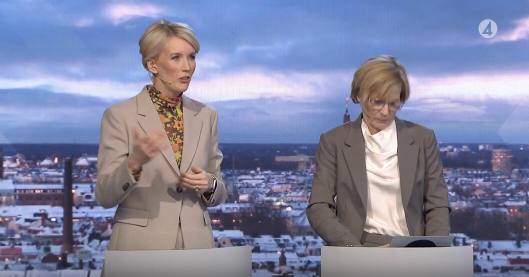 Jenny Strömstedt och Ann Tiberg programledde måndagens partiledardebatt i TV4. Jenny Strömstedt och Ann Tiberg