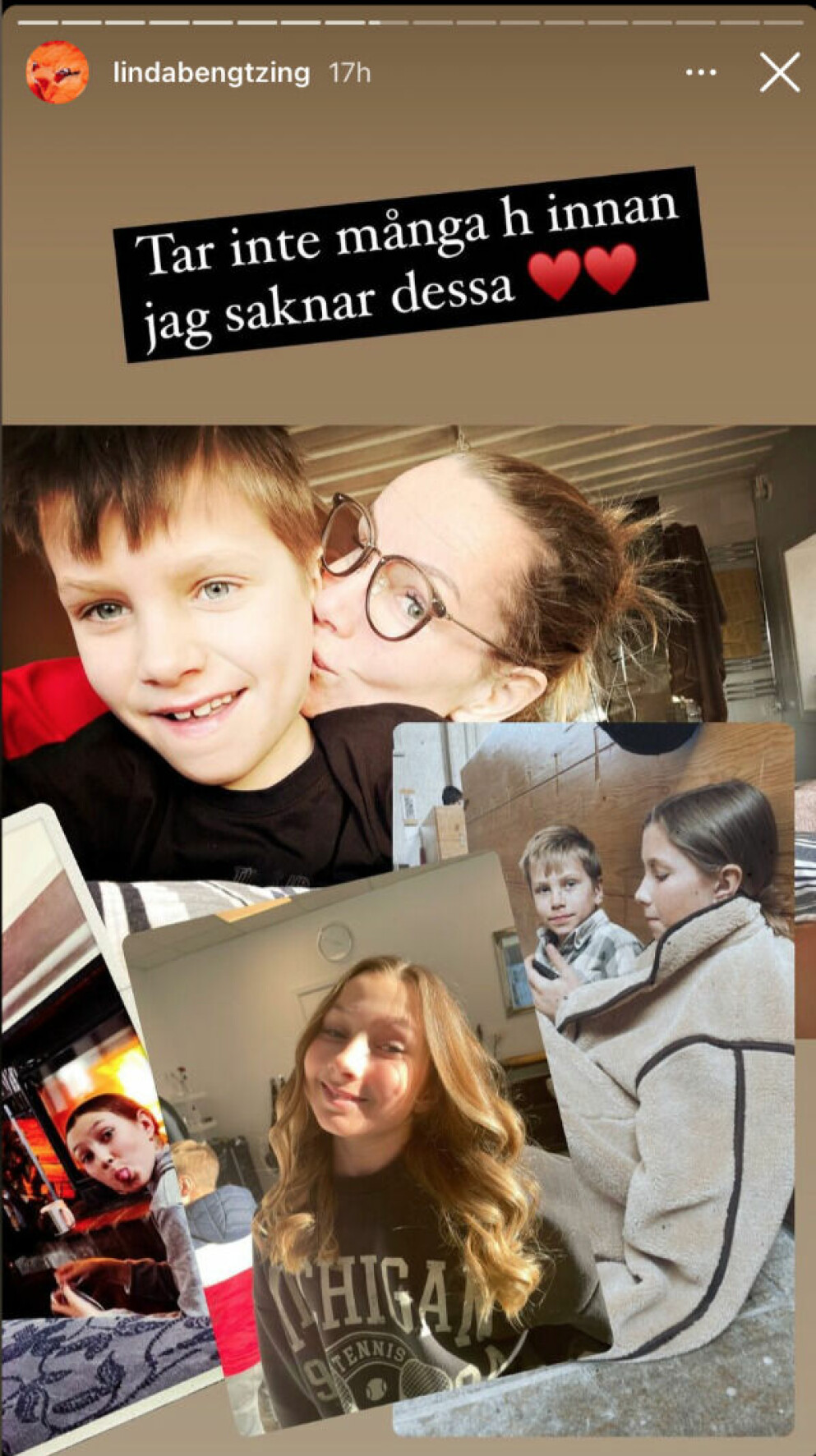 Linda saknade sina barn redan efter några timmar utan dem. LINDA BENGTZING INSTAGRAM