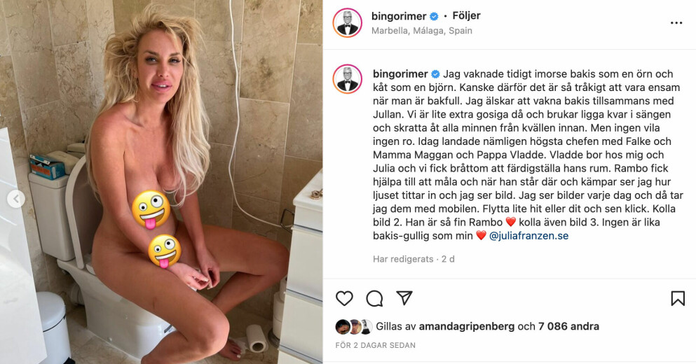 Bingos bild med Julia skapade starka reaktioner. JULIA FRANZÉN