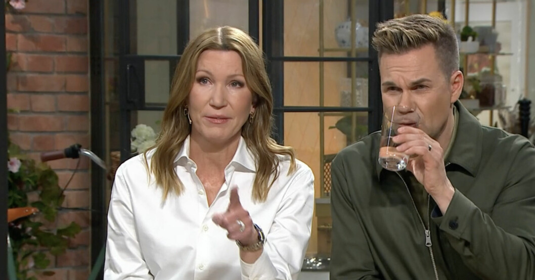 Programledarna Jenny Alversjö och Anders Pihlblad frågade Stefan Löfven om nya jobbet. Jenny Alversjö och Anders Pihlblad