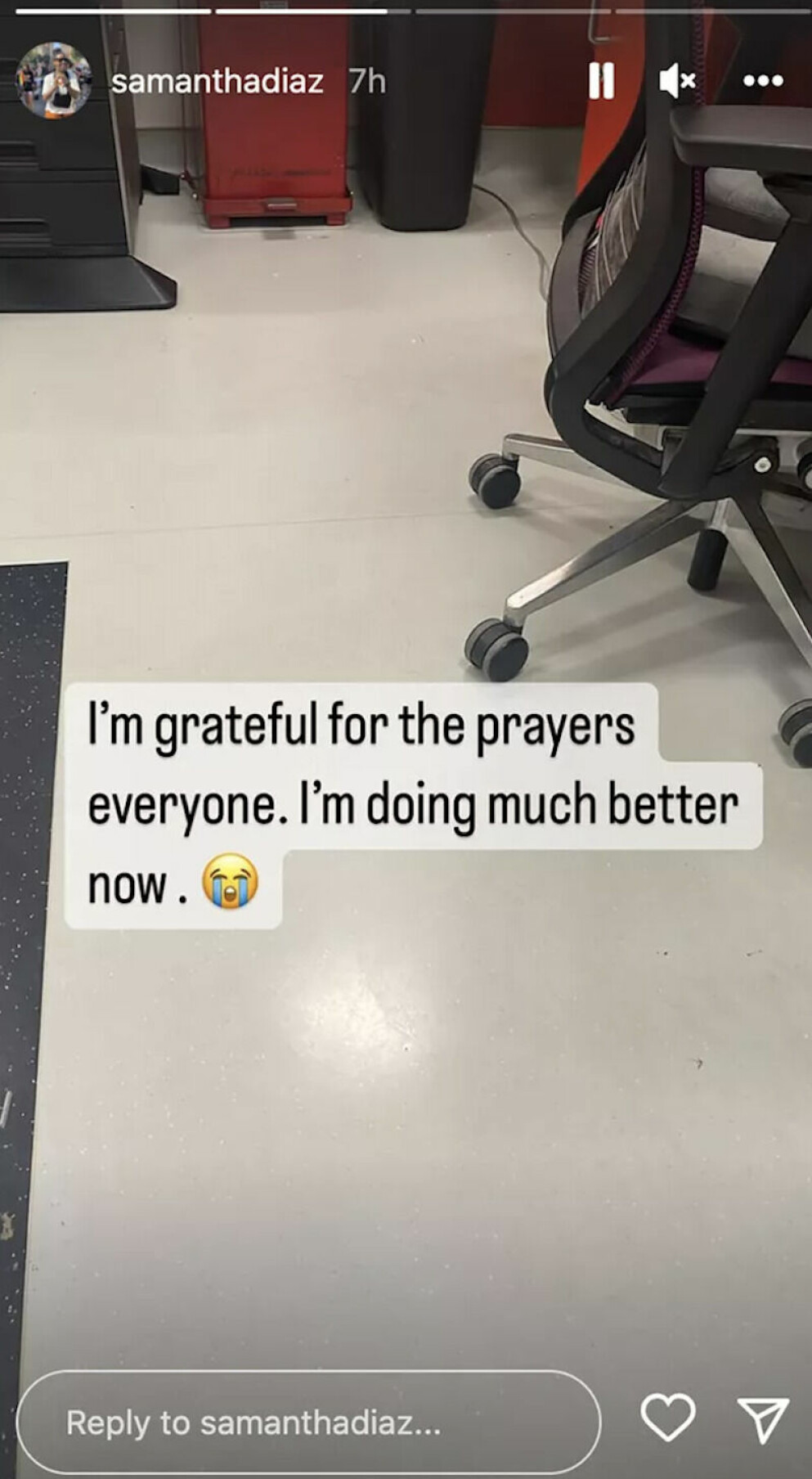 ”Jag är tacksam för alla era böner. Jag mår mycket bättre nu.”, skriver Diaz på sin Instagram om tillståndet. ”Jag är tacksam för alla era böner. Jag mår mycket bättre nu.”, skriver Diaz på sin Instagram om tillståndet.