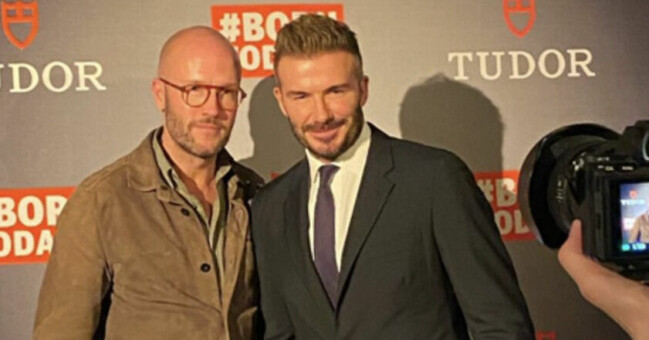 Per Nilsson tillsammans med David Beckham.