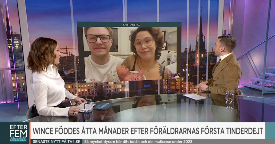 Therese och Christian i TV4-programmet Efter fem.