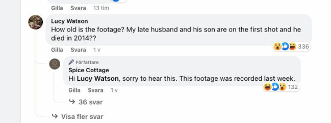 Klippet på Facebook har fått nästan 800 kommentarer. Lucy Watsons kommentar.