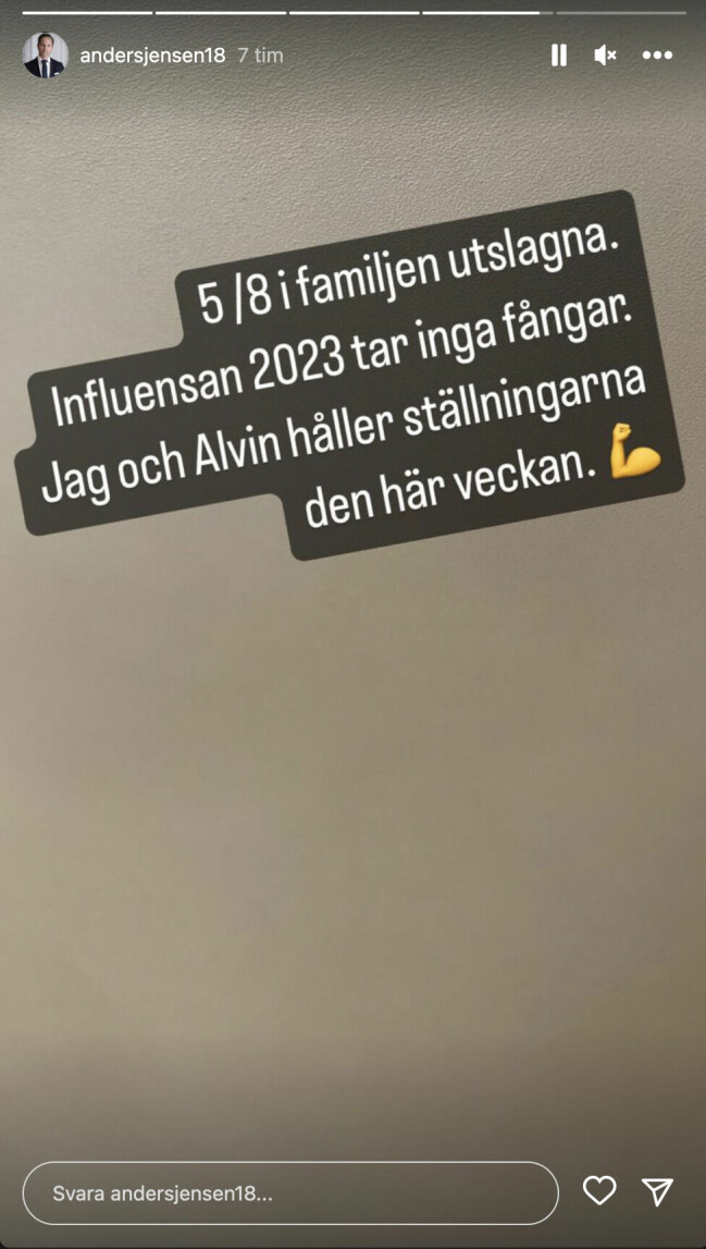FOTO: Skärmdump från Anders Jensens Instagram-story
