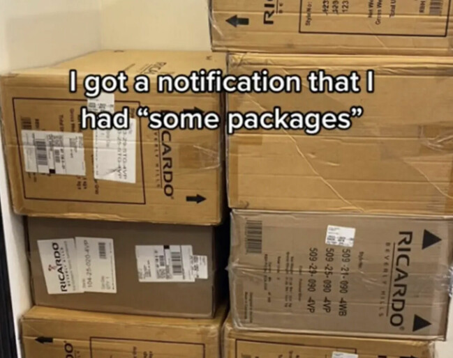 Det var en hel del paket som kom samtidigt hem till Gisele. Det var en hel del paket som kom samtidigt hem till Gisele.