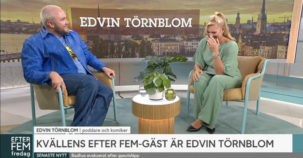 Edvin Törnblom och Anna Brolin i <span class=" italic" data-lab-italic_desktop="italic">Efter fem</span>. Edvin Törnblom och Anna Brolin i Efter fem.