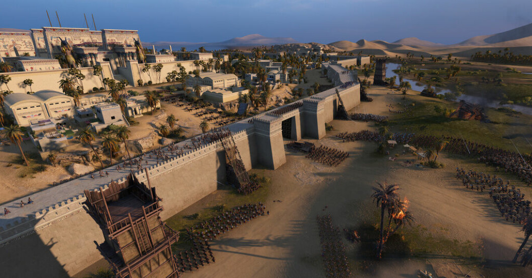 Skärmbild från kommande "Total war: Pharaoh" som utspelar sig i forntida Egypten. Pressbild. Krigsföring i faraonernas rike i "Total war"