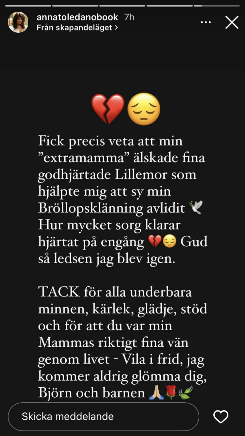 Skärmdump från Anna Books Instagram story. Skärmdump från Anna Books Instagram story.