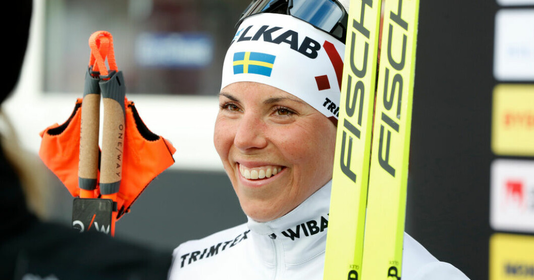 Skiddrottningen Charlotte Kalla är gravid. Arkivbild. Gravid Kalla vill dansa med bebis i magen