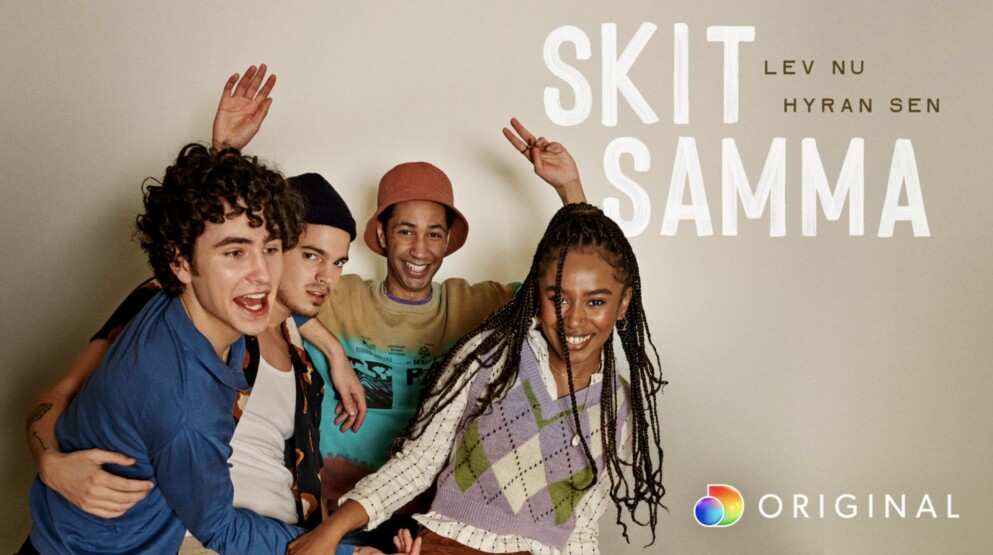 Skådespelarna i serien <span class=" italic" data-lab-italic_desktop="italic">Skitsamma. </span> Skitsamma-gänget