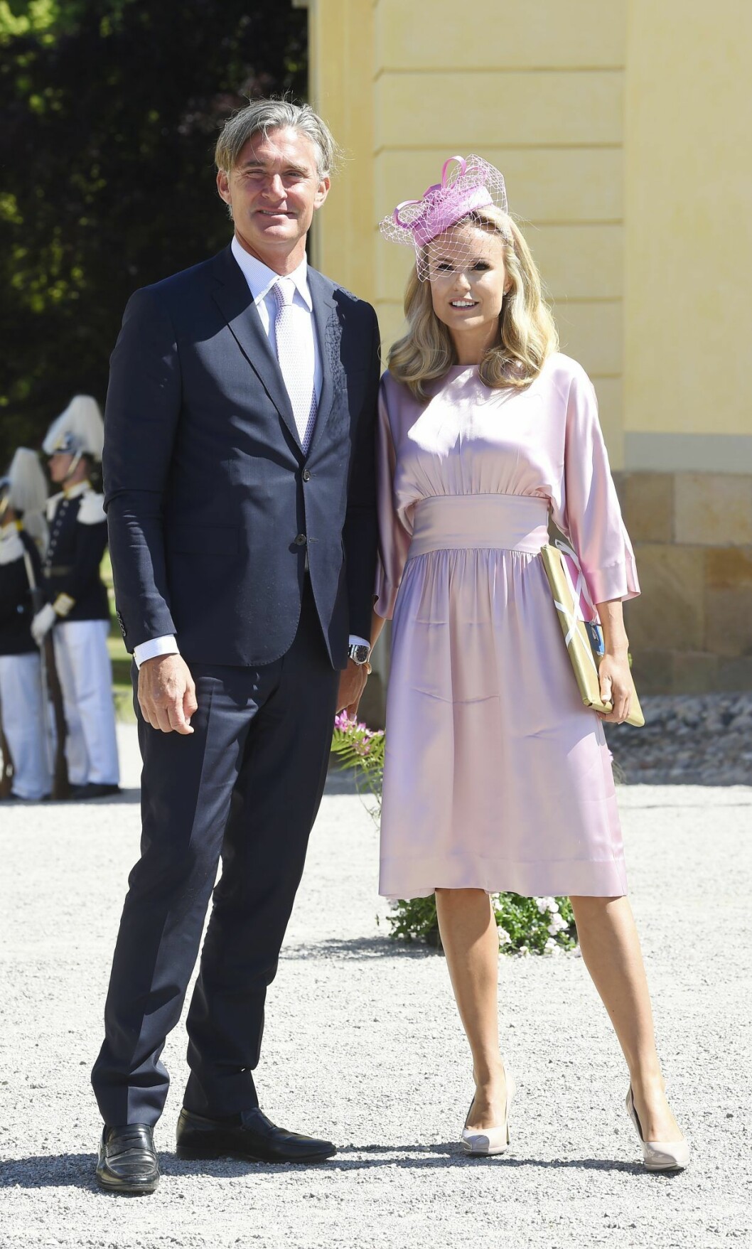 Sofi Fahrman och maken Filip Engelbert på lilla Adriennes dop. Sofi Fahrman