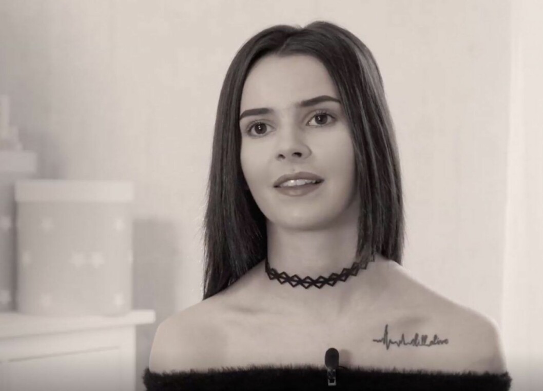 Sophie Andersen när hon var med i “Unga mammor”. Sophie Andersen i Unga mammor