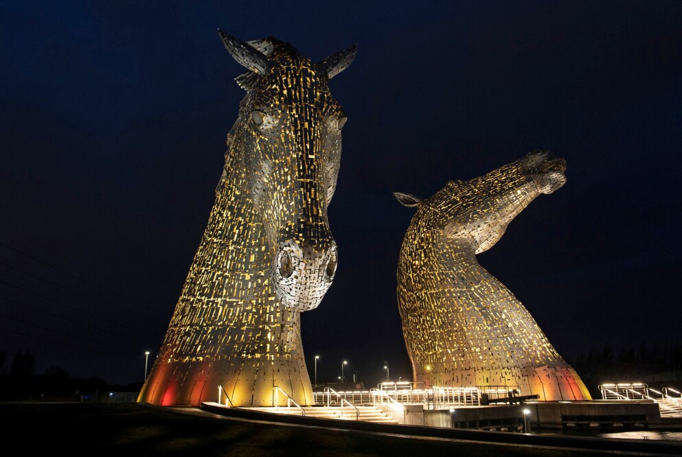 The Kelpies i Storbritannien. 30 meter höga.