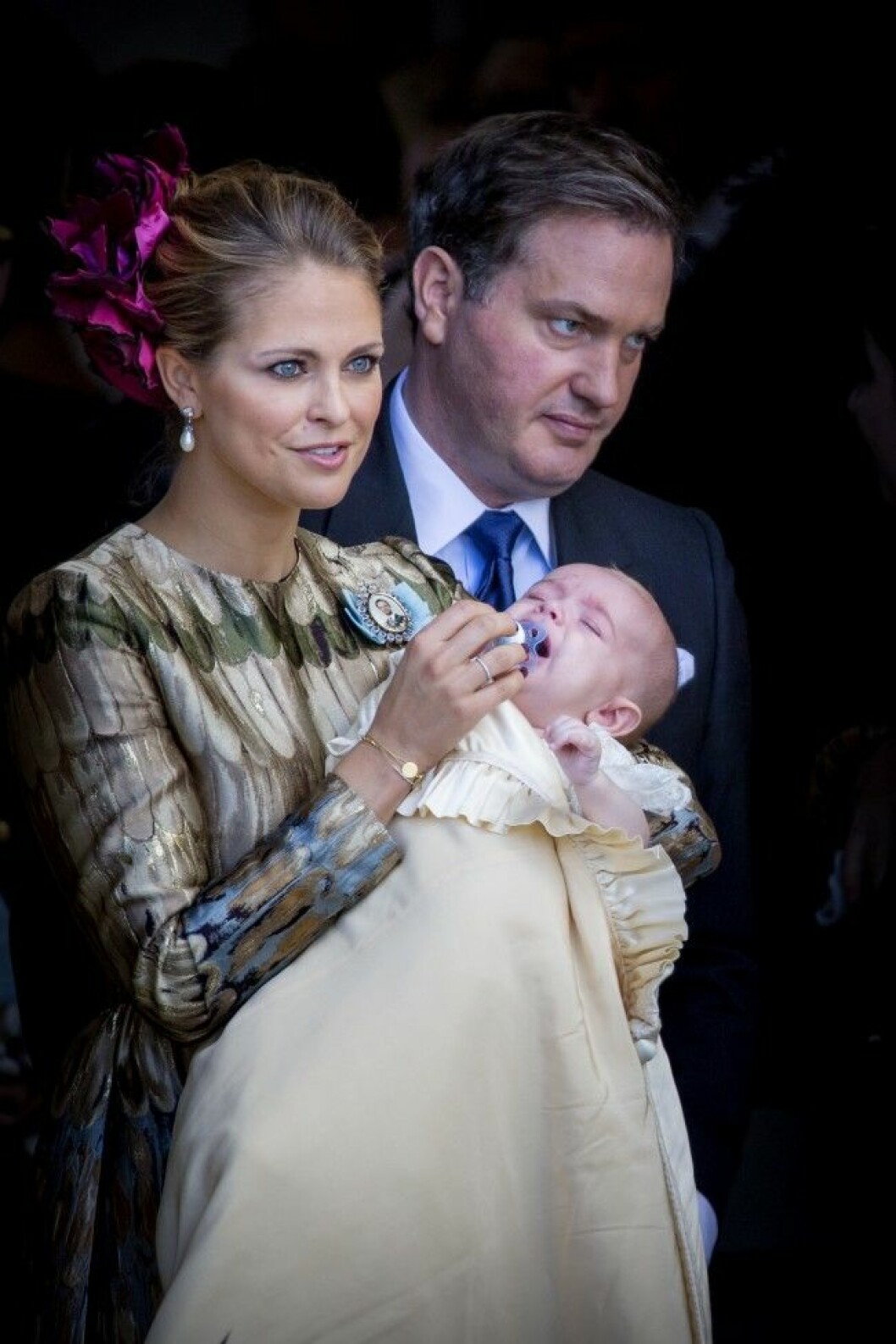 Princess Madeleine, Chris ONeill and Prince Nicolas at the christening of Prince Nicolas in the Royal Chapel at Drottningholm Palace, Stockholm, 11 October 2015. Photo: Patrick van Katwijk COPYRIGHT STELLA PICTURES