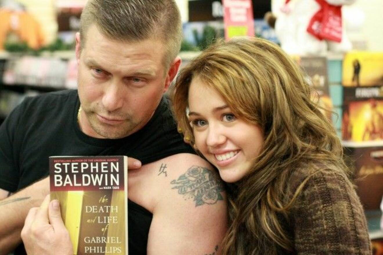 FRANKLIN, TENNESSEE, Monday, November 10, 2008, Miley Cyrus and her mother Tish visit Stephen Baldwin at his book signing at the Lifeway Christian Store in Franklin, Tennessee. The actor turned author was signing copies of his new book The Death and Life of Gabriel Phillips. Photo: Anthony, PacificCoastNews Code: 4003/26306 COPYRIGHT STELLA PICTURES Code: 4003/ste_miley_cyrus__2738686 COPYRIGHT STELLA PICTURES