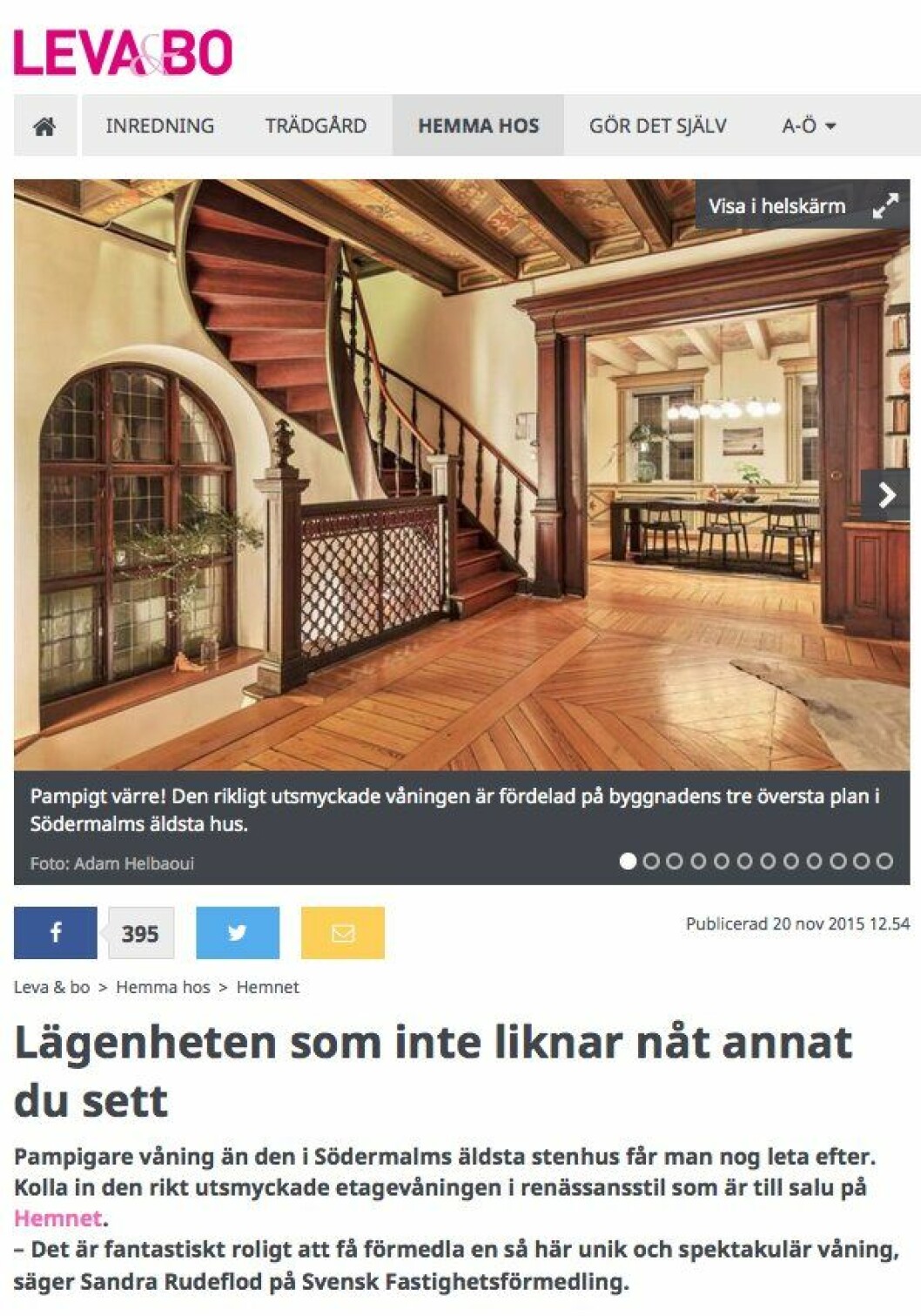 Interiören av takvåningen. Interiören av takvåningen.