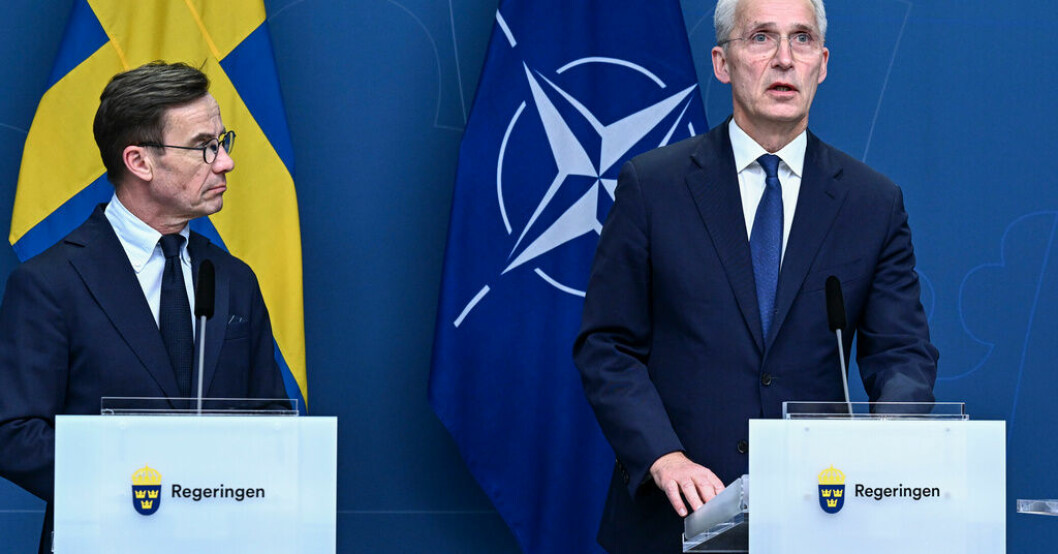 Statsminister Ulf Kristersson och Natos generalsekreterare Jens Stoltenberg. Stoltenberg säker: Sverige blir Natomedlem