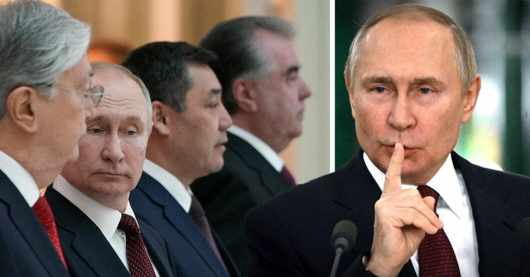 Vladimir Putin med världsledare.