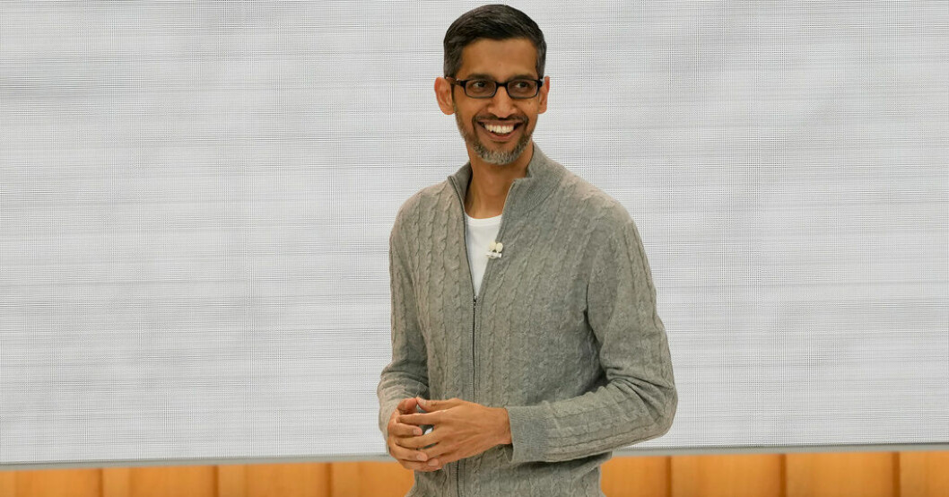Sundar Pichai, vd för Alphabet, vid konferensen i Silicon Valley. Googles släpper AI-utmanare över hela världen