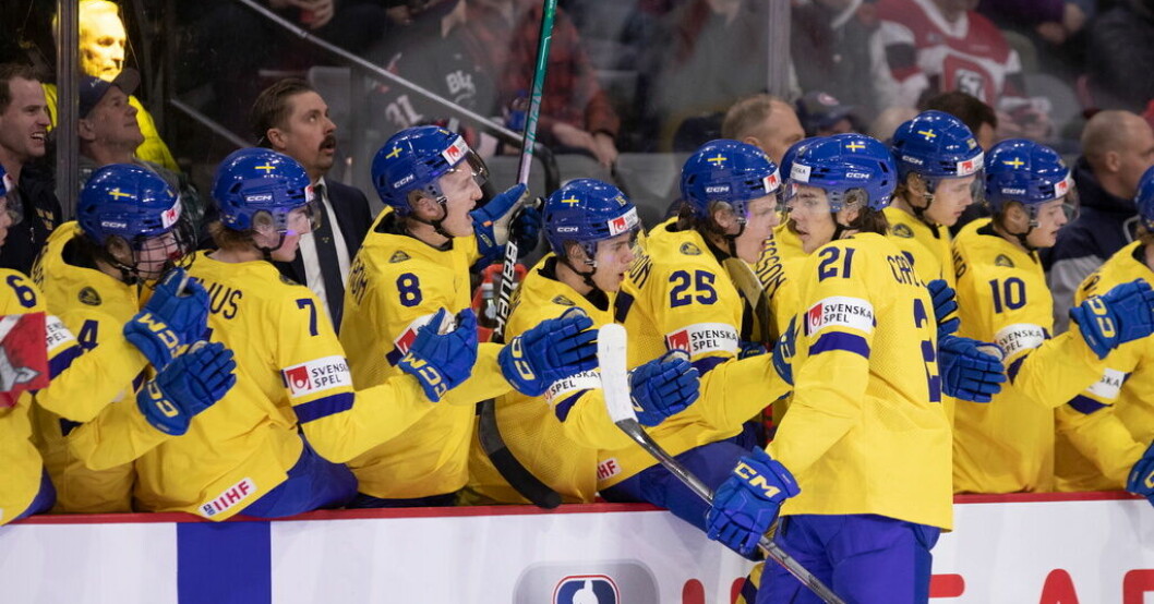 Sverige i JVM senast, som slutade med förlust mot USA i bronsmatchen. Arkivbild. Rivalmöte för Sverige i JVM på hemmaplan
