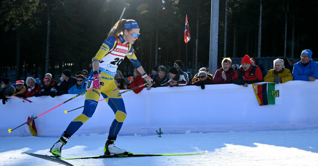 Sveriges Hanna Öberg under damernas 15 km under skidskytte-VM i tyska Oberhof. Sverige mot jättesuccé i VM-distansen