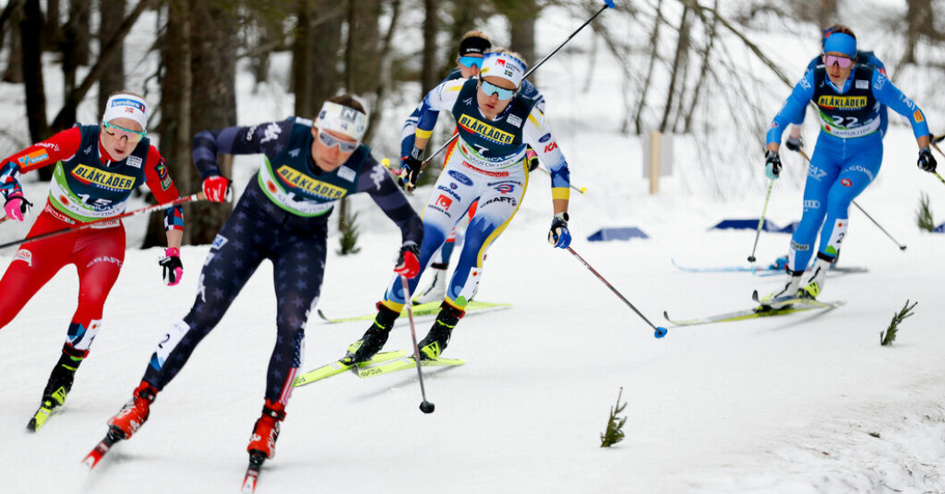 Sveriges Linn Svahn under kvartsfinalen i sprint i skid-VM. Ångestfylld Dahlqvist snuvade Svahn på bronset