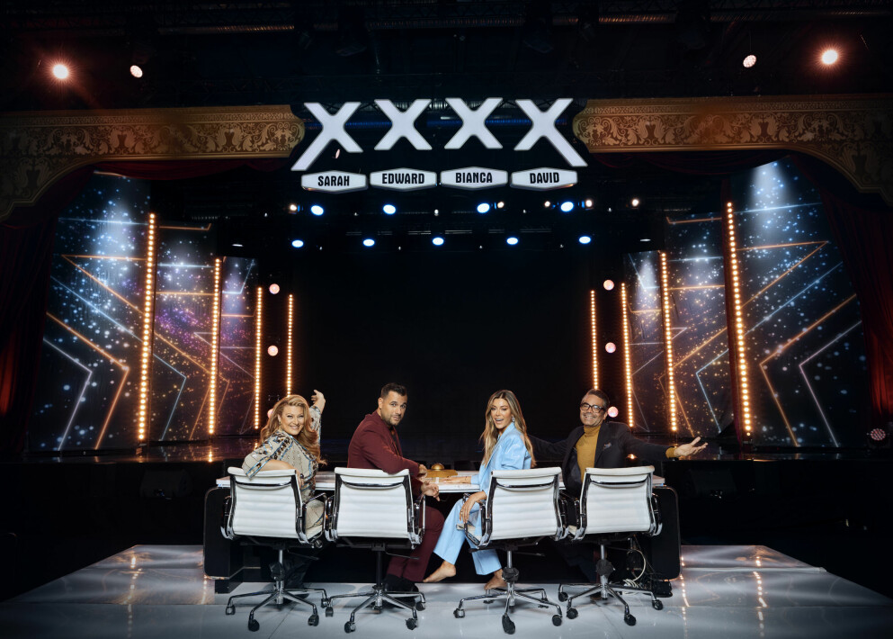 <span class=" italic" data-lab-italic_desktop="italic">Talang</span>juryn 2022. David Batra, Sarah Dawn Finer, Edward af Sillén och Bianca Ingrosso