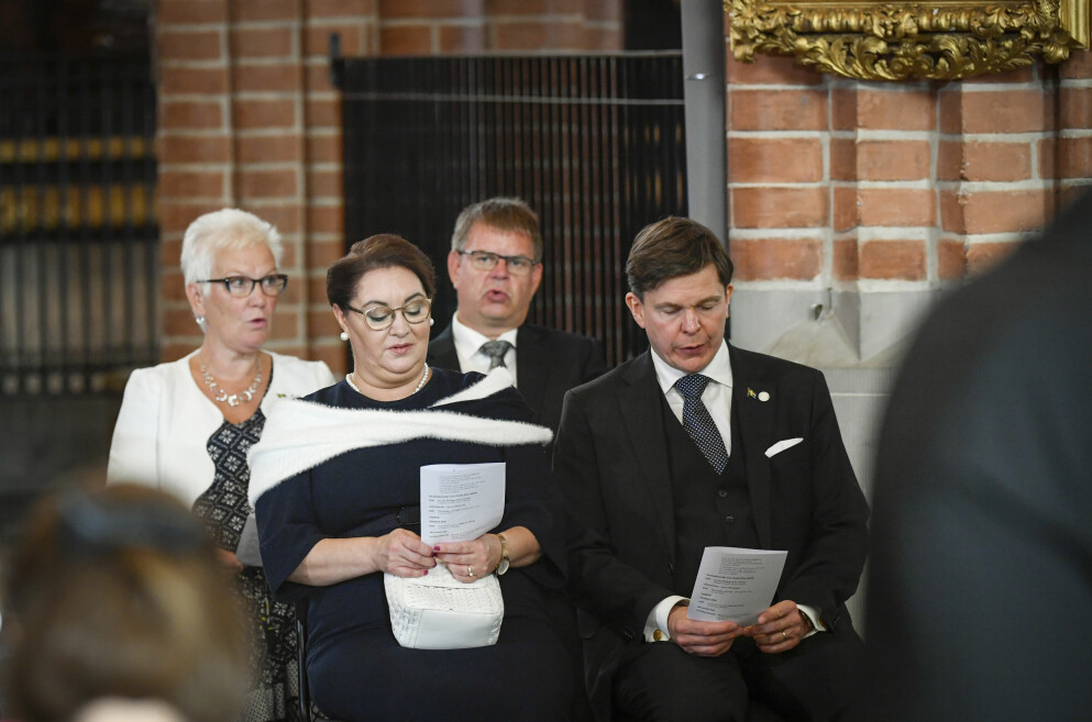 Talmannen Andreas Norlén och hustrun Helena Norlén under riksdagens öppnande 2020.
