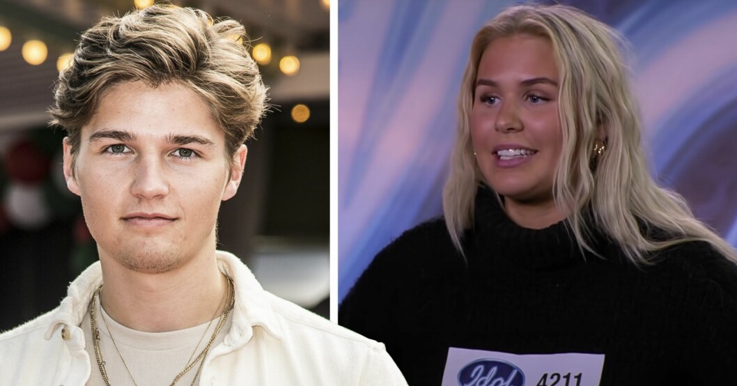 Filip Lamprecht i ljus tröja och Tess Gustafsson gör sin audition i Idol 2020