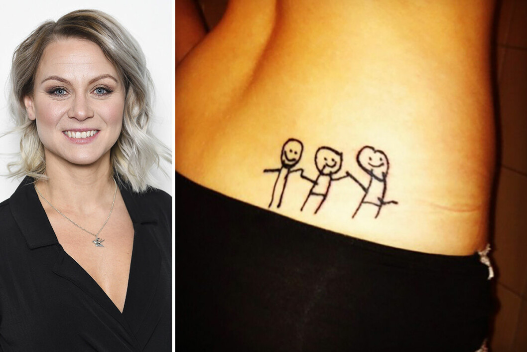 Theodora Larsson. <strong>Foto: TT & Privat.</strong> Theodora Larssons tatuering.