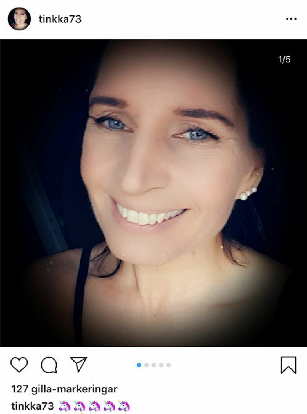 Tina i en selfie på Instagram. Tina Johansson från Familjen annorlunda på en bild från Instagram