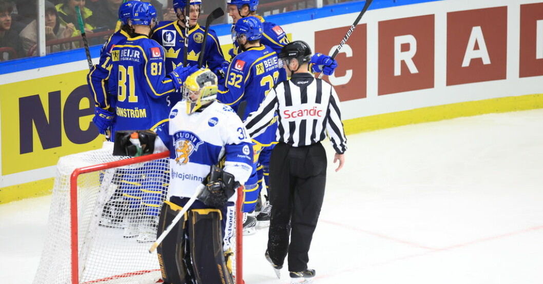 Tre Kronor-jubel. Sverige vann med 3–1 mot Finland i Malmö arena och tog hem hemmaturneringen. Tre Kronor slog Finland – tredje raka segern