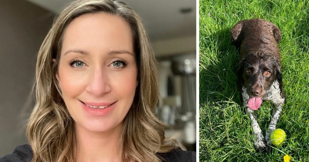 Nicola Bulley och hunden Willow till höger som hon var ute och gick med när hon försvann.