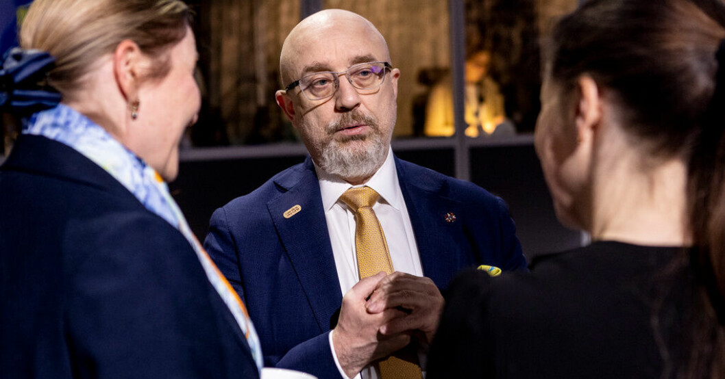Ukrainas försvarsminister Oleksij Reznikov vid dagens informella EU-möte mellan EU:s försvarsministrar i Arlanda stad. Ukraina: EU-förslag om ammunition räcker ej