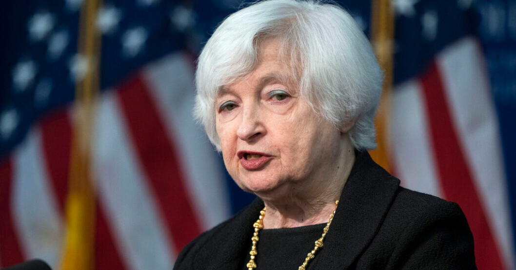 USA:s finansminister Janet Yellen ser en risk för inställda betalningar i juni om inte skuldtaket för den amerikanska regeringen höjs. Arkivbild Nya risken: Snart tomt i USA:s statskassa
