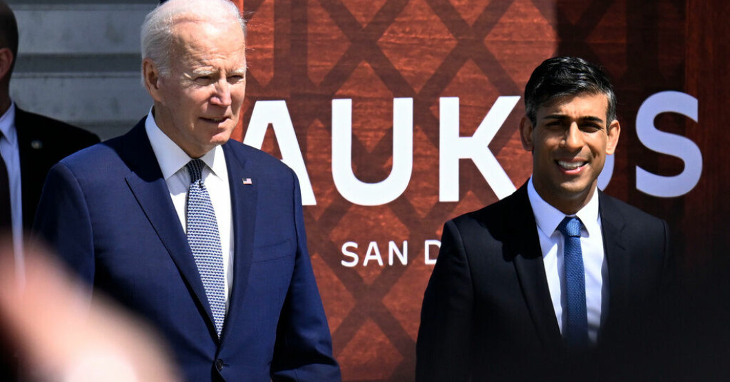 USA:s president Joe Biden och Storbritanniens premiärminsiter Rishi Sunak vid mötet i San Diego på måndagen. Sunak och Biden planerar fler besök