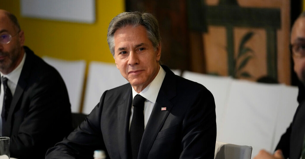 USA:s utrikesminister Antony Blinken under helgens säkerhetskonferens i München. USA: Kina överväger sälja vapen till Ryssland
