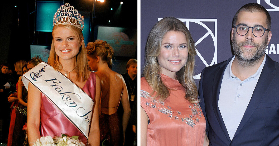 Valerie 2000 och med maken Johan 2019. Valerie Aflalo i Fröken Sverige 2000 och med Johan Törnström 2019.
