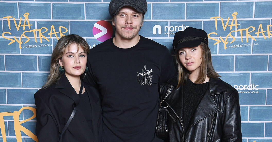 Alva Bratt, Valter Skarsgård och Amanda Lindh på premiären av nya Två Systrar.