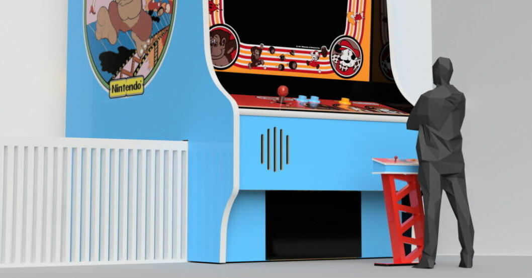 Världens största Donkey Kong-spel byggs just nu. Så här tänker sig museet att det ska se ut. Pressbild. Museum gör största Donkey Kong-arkadspelet